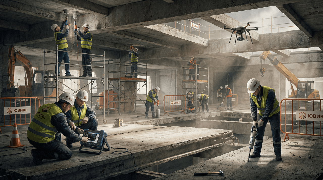 Обследование бетонных перекрытий зданий и сооружений